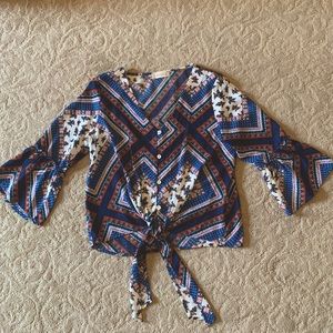 ALTAR’D STATE- Button-down Tie Blouse